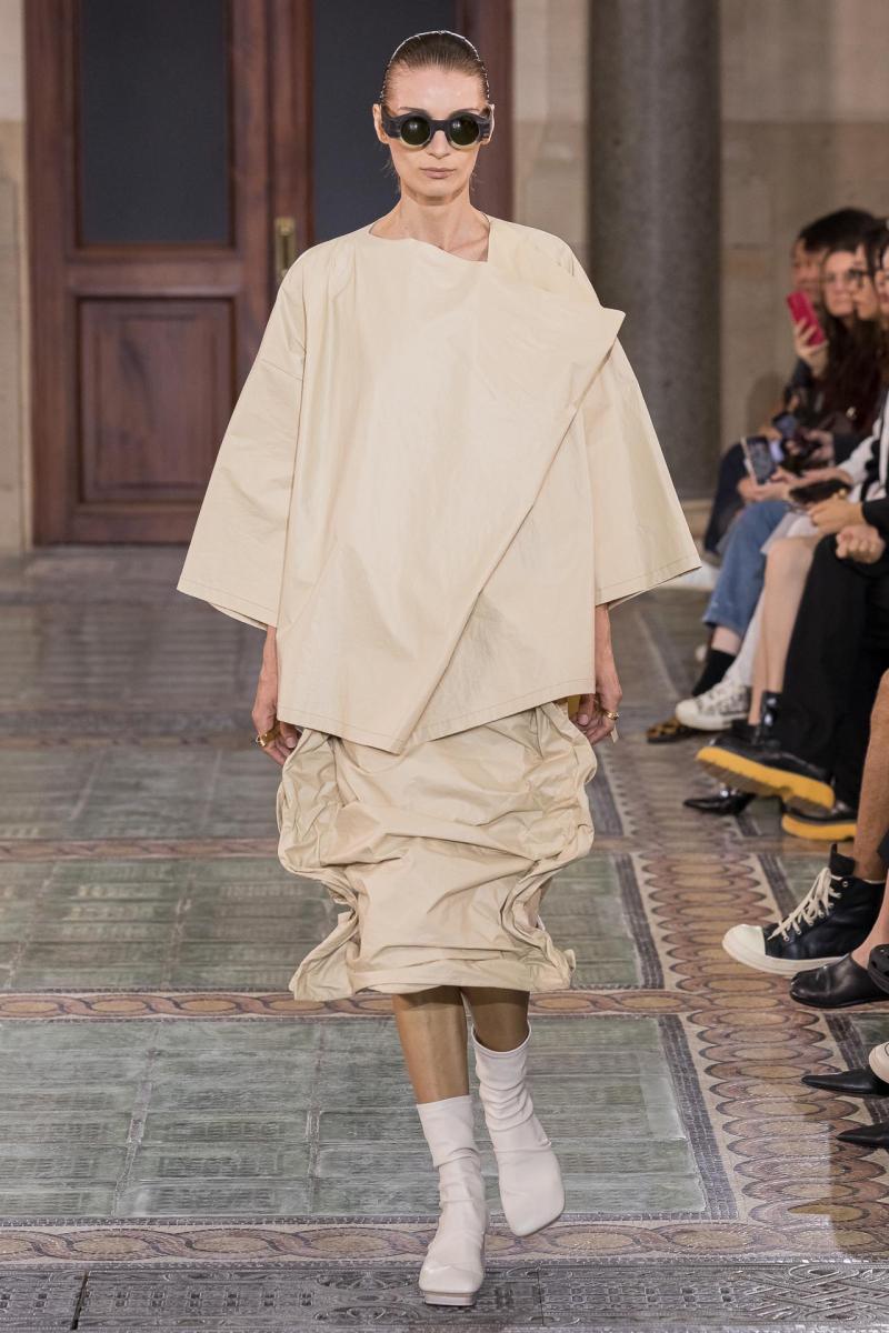 Model on the catwalk at the Uma Wang fashion show in Paris, Spring Summer 2024 Ready To Wear Fashion Week,