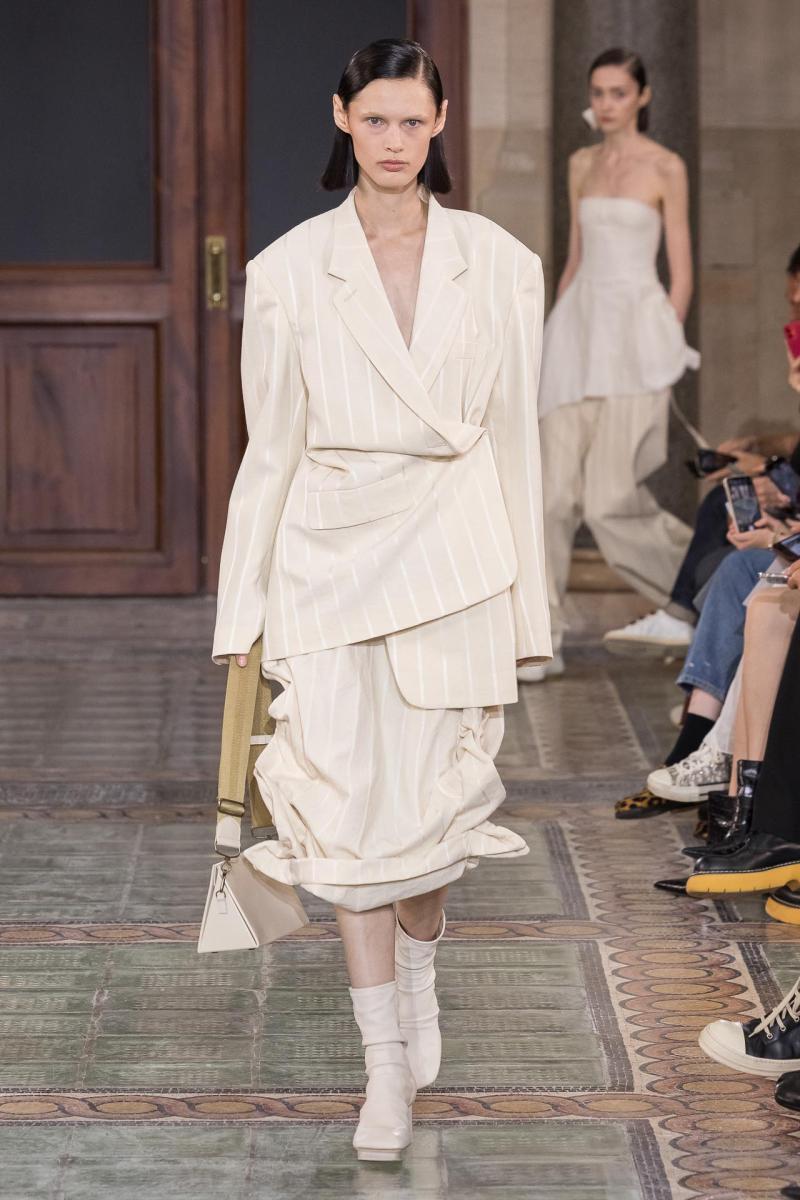 Model on the catwalk at the Uma Wang fashion show in Paris, Spring Summer 2024 Ready To Wear Fashion Week,