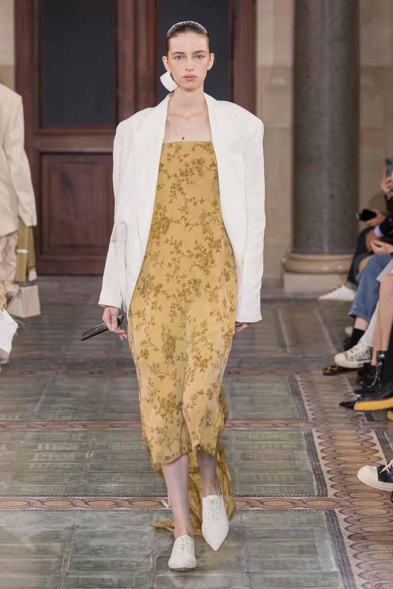 Model on the catwalk at the Uma Wang fashion show in Paris, Spring Summer 2024 Ready To Wear Fashion Week,