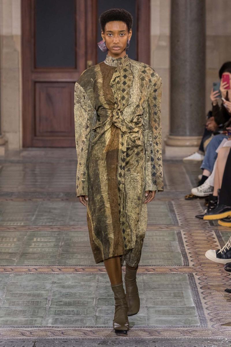 Model on the catwalk at the Uma Wang fashion show in Paris, Spring Summer 2024 Ready To Wear Fashion Week,