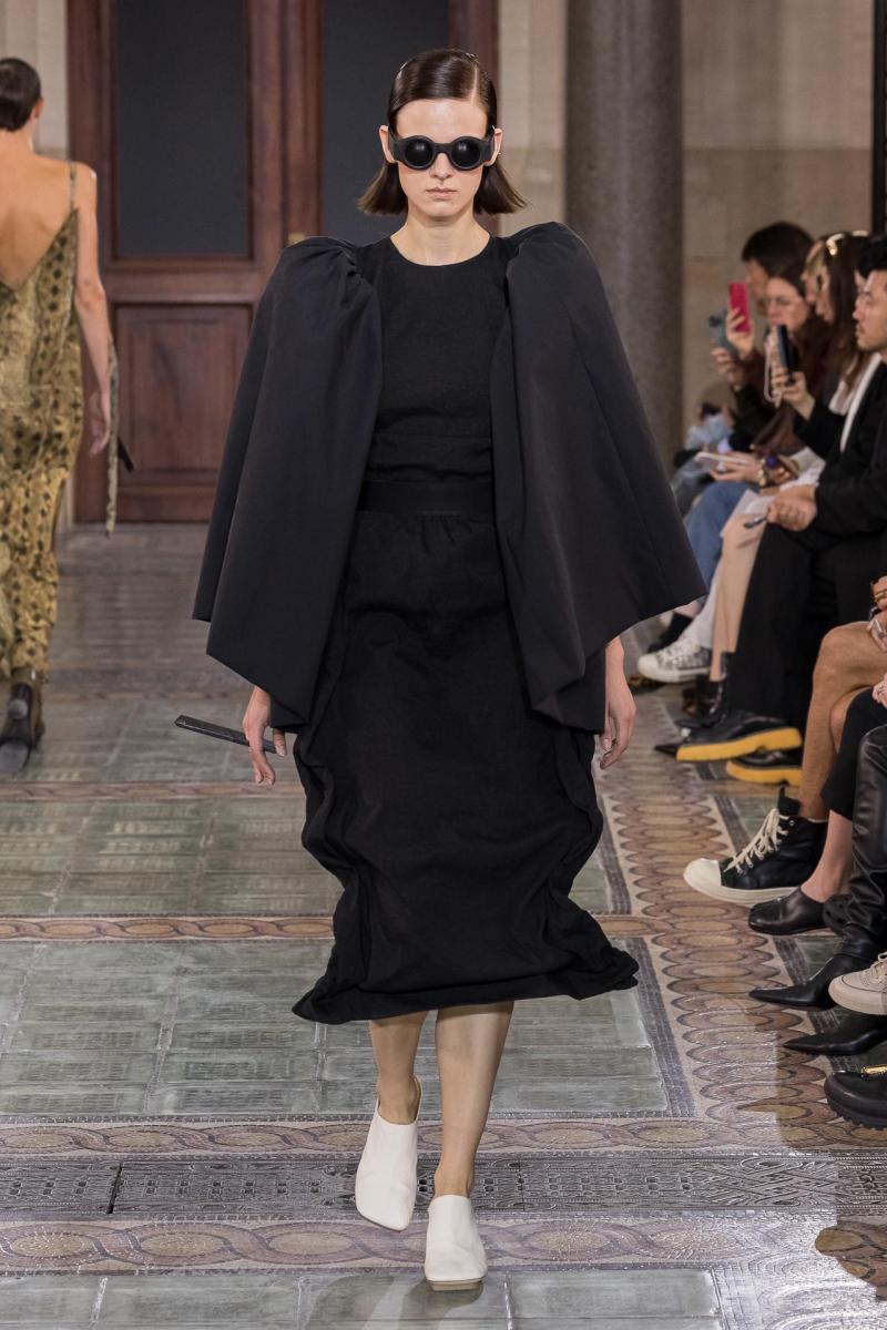 Model on the catwalk at the Uma Wang fashion show in Paris, Spring Summer 2024 Ready To Wear Fashion Week,