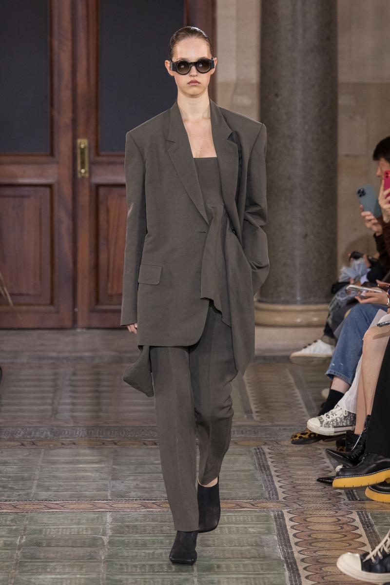 Model on the catwalk at the Uma Wang fashion show in Paris, Spring Summer 2024 Ready To Wear Fashion Week,