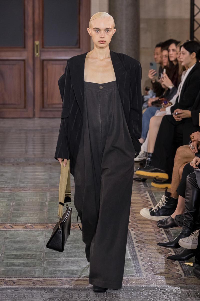Model on the catwalk at the Uma Wang fashion show in Paris, Spring Summer 2024 Ready To Wear Fashion Week,