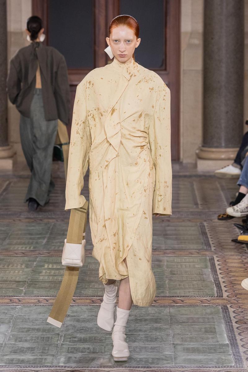 Model on the catwalk at the Uma Wang fashion show in Paris, Spring Summer 2024 Ready To Wear Fashion Week,