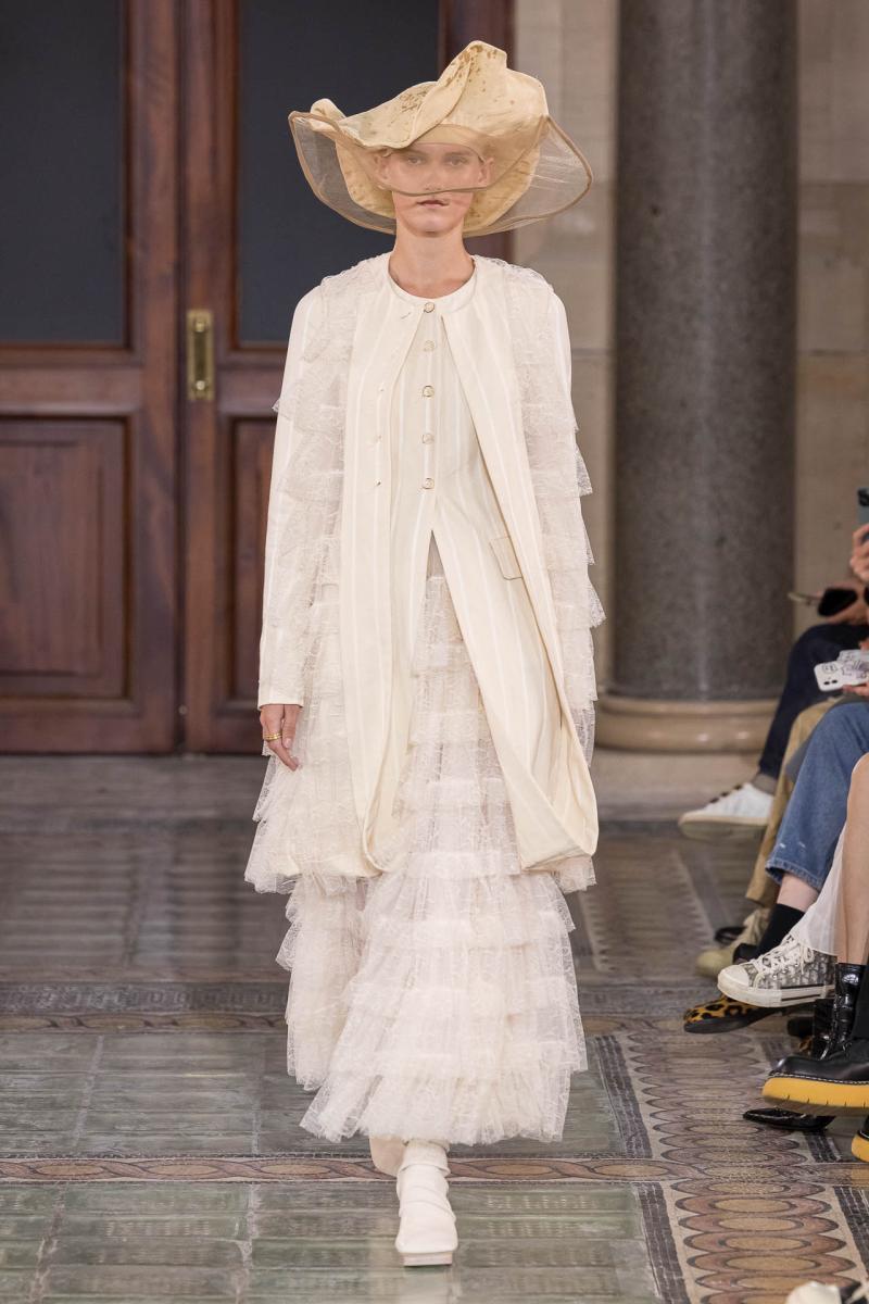 Model on the catwalk at the Uma Wang fashion show in Paris, Spring Summer 2024 Ready To Wear Fashion Week,