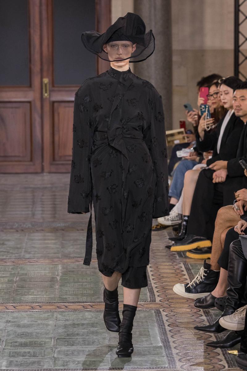 Model on the catwalk at the Uma Wang fashion show in Paris, Spring Summer 2024 Ready To Wear Fashion Week,