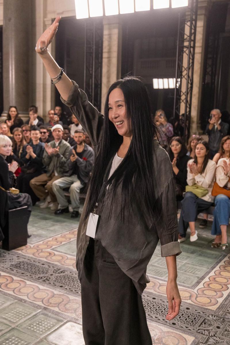 Model on the catwalk at the Uma Wang fashion show in Paris, Spring Summer 2024 Ready To Wear Fashion Week,