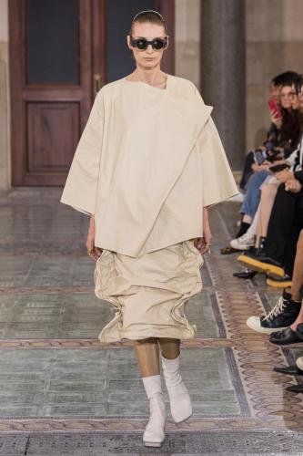 Model on the catwalk at the Uma Wang fashion show in Paris, Spring Summer 2024 Ready To Wear Fashion Week,