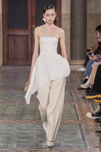 Model on the catwalk at the Uma Wang fashion show in Paris, Spring Summer 2024 Ready To Wear Fashion Week,