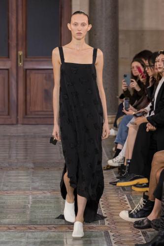 Model on the catwalk at the Uma Wang fashion show in Paris, Spring Summer 2024 Ready To Wear Fashion Week,