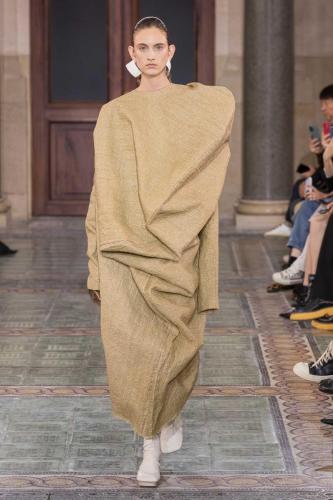 Model on the catwalk at the Uma Wang fashion show in Paris, Spring Summer 2024 Ready To Wear Fashion Week,