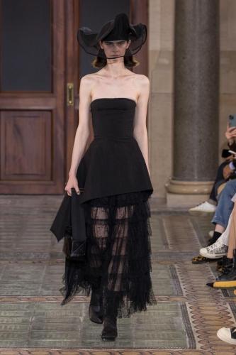 Model on the catwalk at the Uma Wang fashion show in Paris, Spring Summer 2024 Ready To Wear Fashion Week,