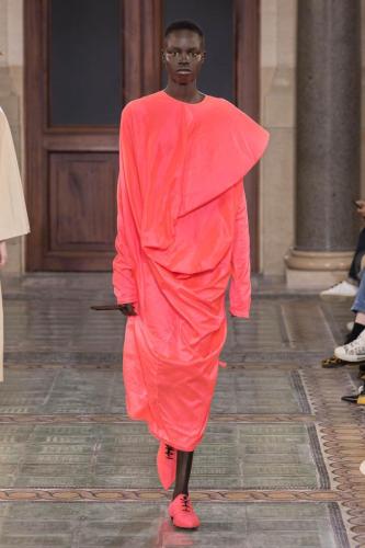 Model on the catwalk at the Uma Wang fashion show in Paris, Spring Summer 2024 Ready To Wear Fashion Week,
