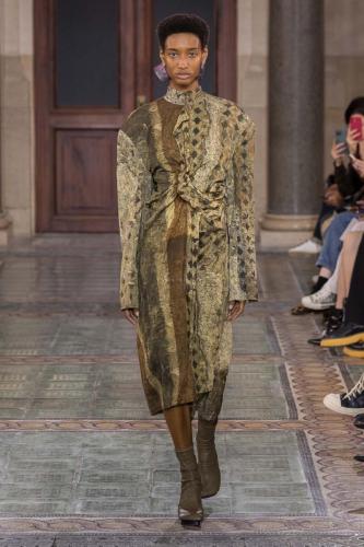 Model on the catwalk at the Uma Wang fashion show in Paris, Spring Summer 2024 Ready To Wear Fashion Week,