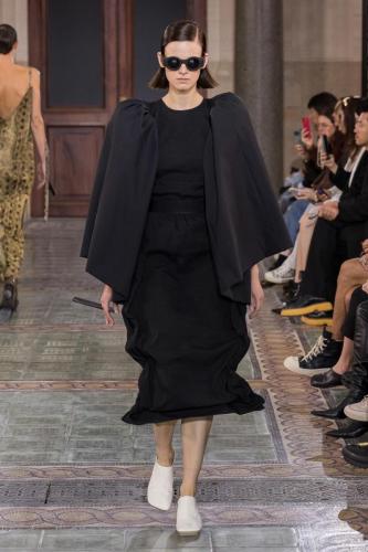 Model on the catwalk at the Uma Wang fashion show in Paris, Spring Summer 2024 Ready To Wear Fashion Week,