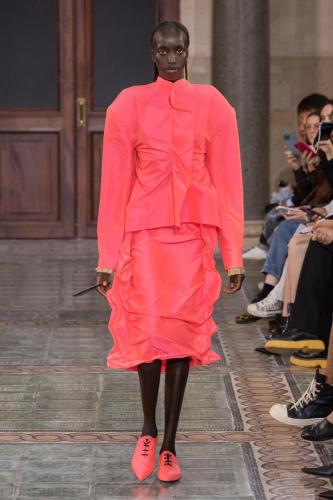 Model on the catwalk at the Uma Wang fashion show in Paris, Spring Summer 2024 Ready To Wear Fashion Week,