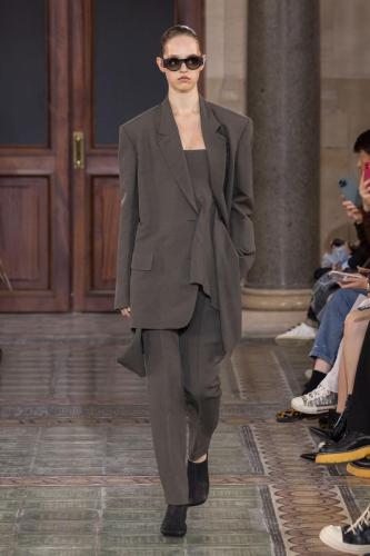 Model on the catwalk at the Uma Wang fashion show in Paris, Spring Summer 2024 Ready To Wear Fashion Week,