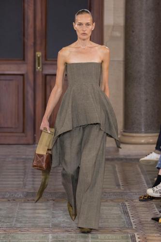 Model on the catwalk at the Uma Wang fashion show in Paris, Spring Summer 2024 Ready To Wear Fashion Week,