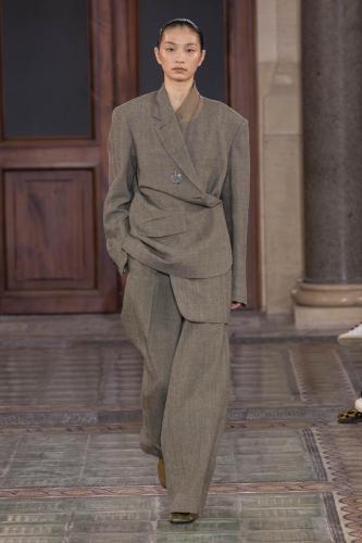 Model on the catwalk at the Uma Wang fashion show in Paris, Spring Summer 2024 Ready To Wear Fashion Week,
