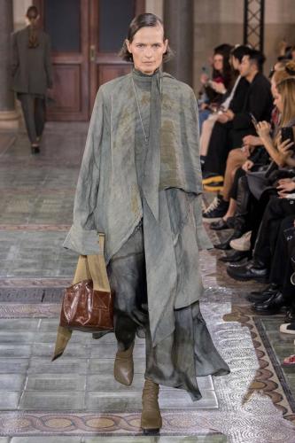 Model on the catwalk at the Uma Wang fashion show in Paris, Spring Summer 2024 Ready To Wear Fashion Week,