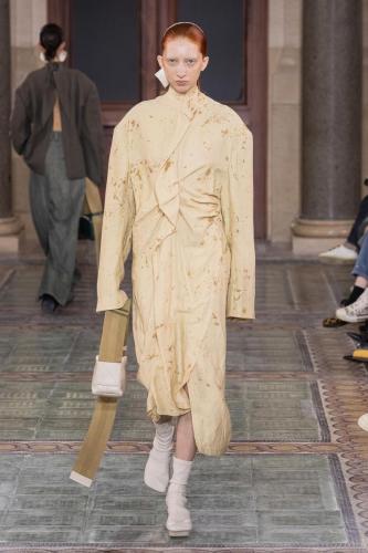 Model on the catwalk at the Uma Wang fashion show in Paris, Spring Summer 2024 Ready To Wear Fashion Week,
