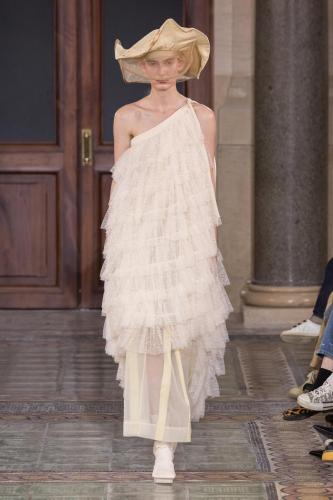 Model on the catwalk at the Uma Wang fashion show in Paris, Spring Summer 2024 Ready To Wear Fashion Week,
